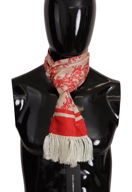 Dolce & Gabbana Eleganter Seidenschal für Männer - Rotes Korallenmuster - Léoré