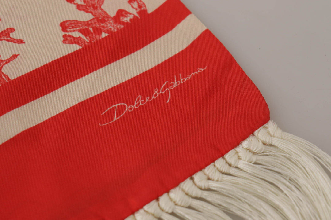 Dolce & Gabbana Eleganter Seidenschal für Männer - Rotes Korallenmuster - Léoré