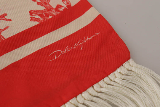 Dolce & Gabbana Eleganter Seidenschal für Männer - Rotes Korallenmuster - Léoré