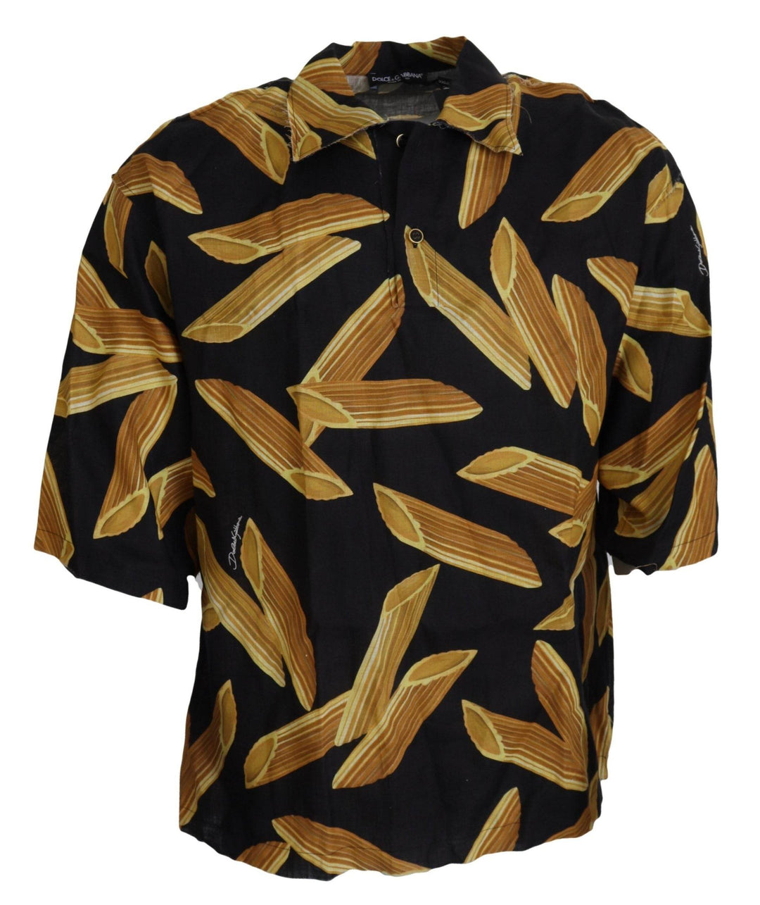 Dolce & Gabbana Schwarzes Leinenhemd mit Penne Rigate Druck - Léoré