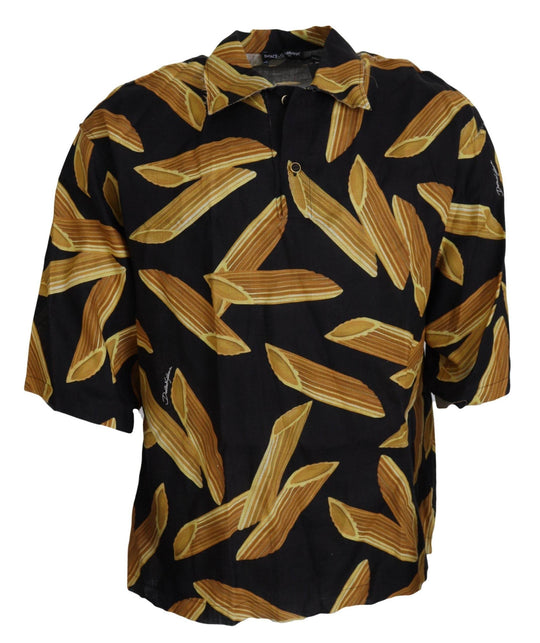 Dolce & Gabbana Schwarzes Leinenhemd mit Penne Rigate Druck - Léoré
