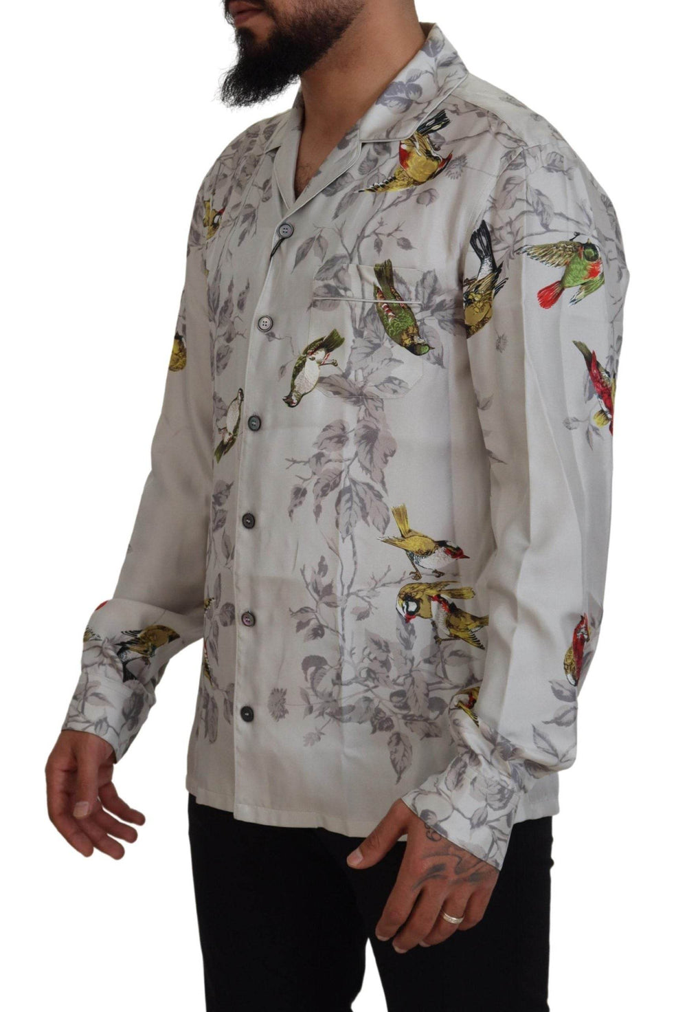 Dolce & Gabbana Elegantes Seidenhemd mit Vogeldruck Freizeithemd - Léoré