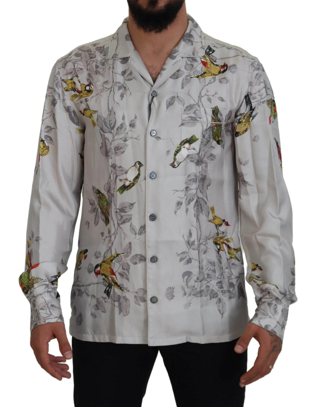 Dolce & Gabbana Elegantes Seidenhemd mit Vogeldruck Freizeithemd - Léoré