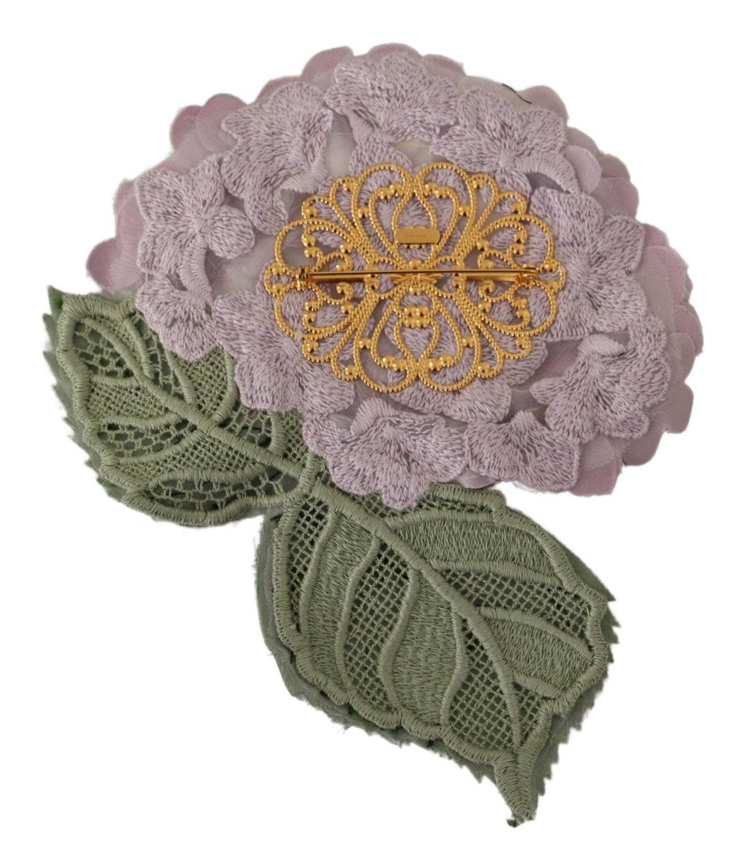 Dolce & Gabbana Elegante lila florale Seidenmischung Brosche - Léoré