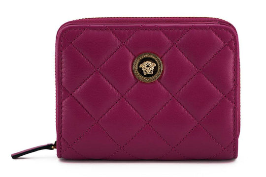 Versace Elegantes Portemonnaie aus gestepptem Leder in Lila - Léoré