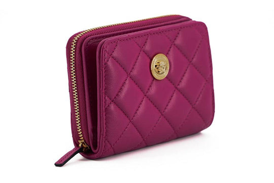 Versace Elegantes Portemonnaie aus gestepptem Leder in Lila - Léoré