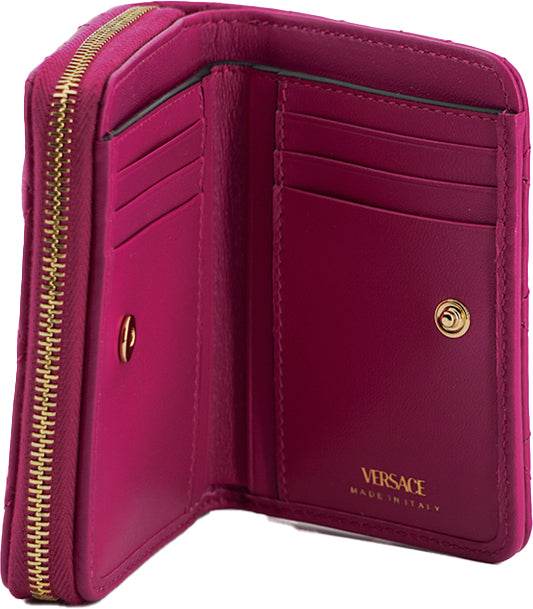 Versace Elegantes Portemonnaie aus gestepptem Leder in Lila - Léoré