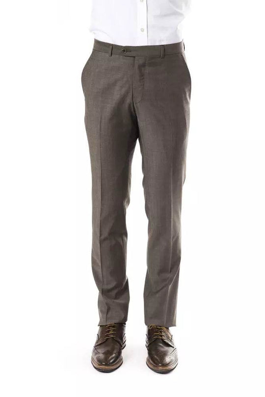 Uominitaliani Graue Wolle Männer Hose - Léoré