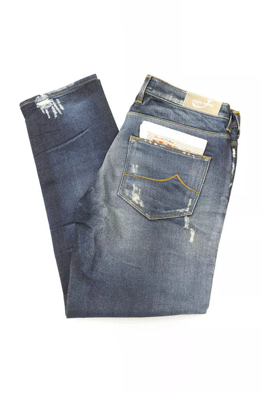 Jacob Cohen Blaue Baumwoll-Damenjeans mit Ponyfell-Label