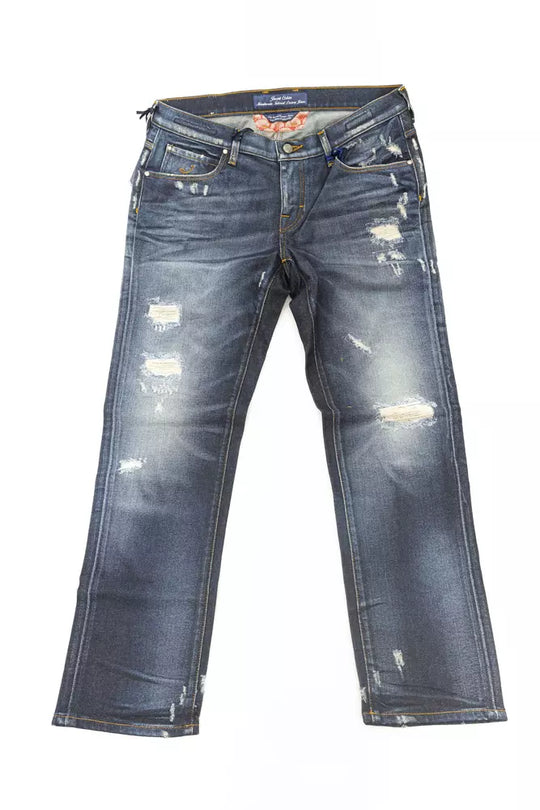 Jacob Cohen Blaue Baumwoll-Damenjeans mit Ponyfell-Label