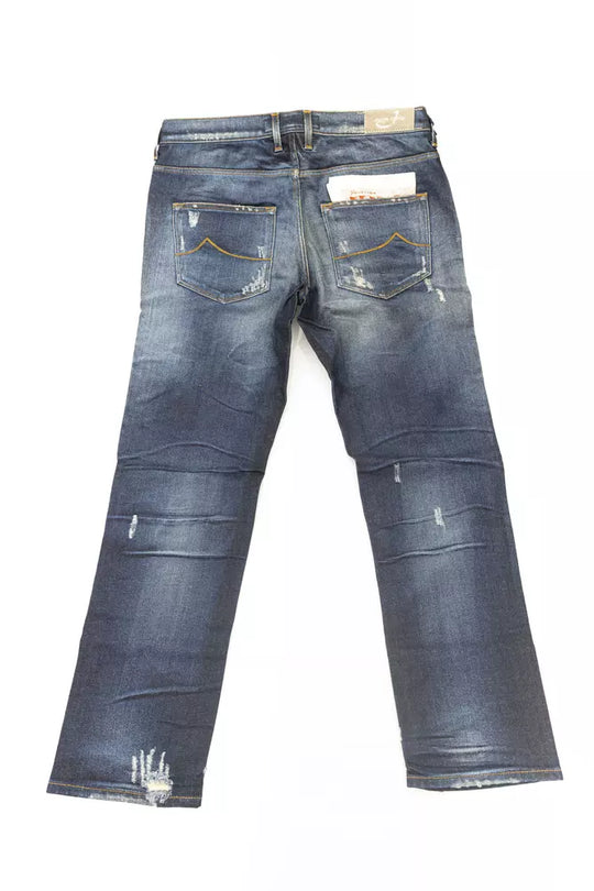 Jacob Cohen Blaue Baumwoll-Damenjeans mit Ponyfell-Label