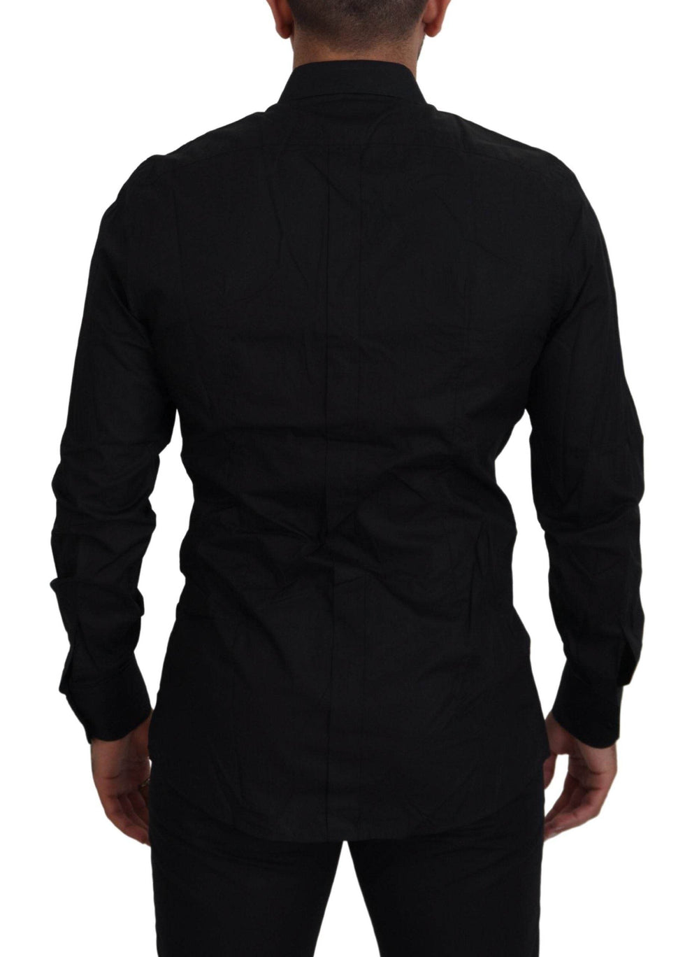 Dolce & Gabbana Elegantes Schwarzes Slim Fit Hemd mit Kronen-Stickerei - Léoré