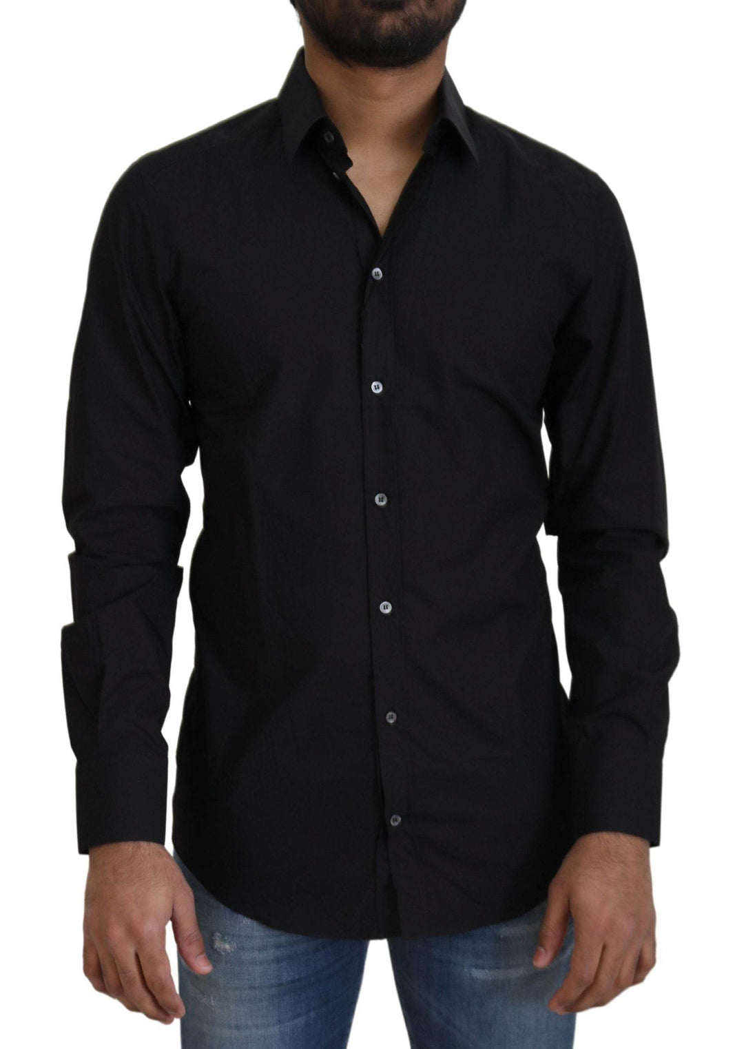 Dolce & Gabbana Elegantes Slim Fit Schwarzes Baumwollhemd - Léoré