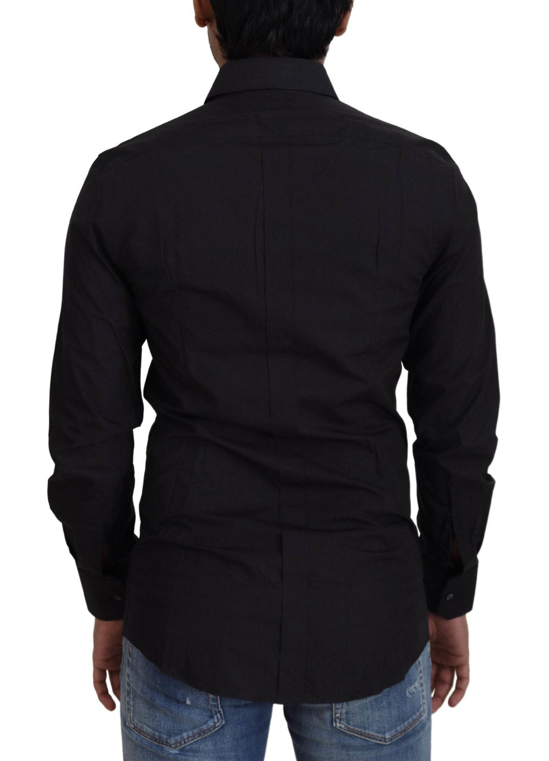 Dolce & Gabbana Elegantes Slim Fit Schwarzes Baumwollhemd - Léoré