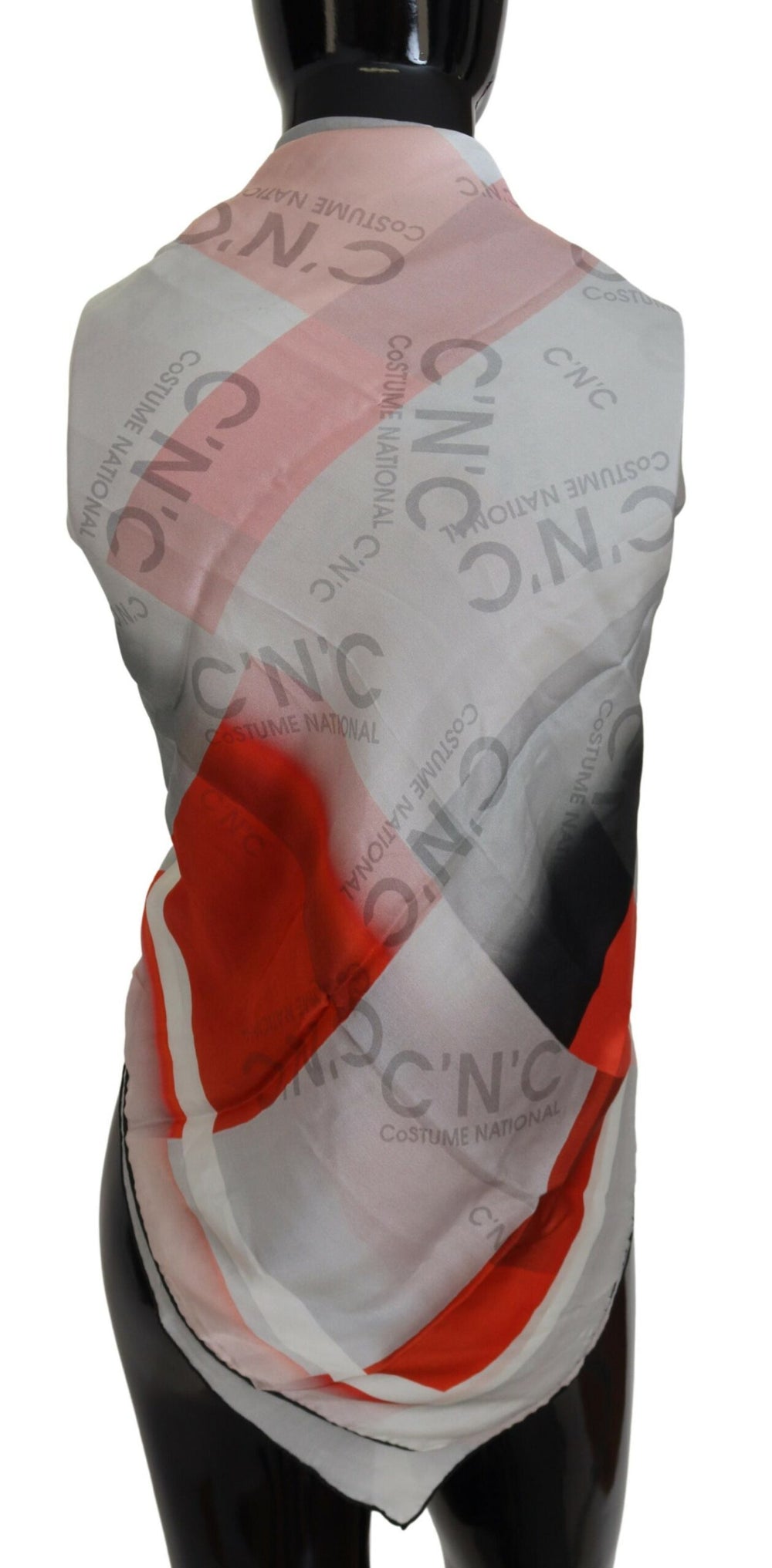 Costume National Grauer roter Schal Foulard Wickelschal