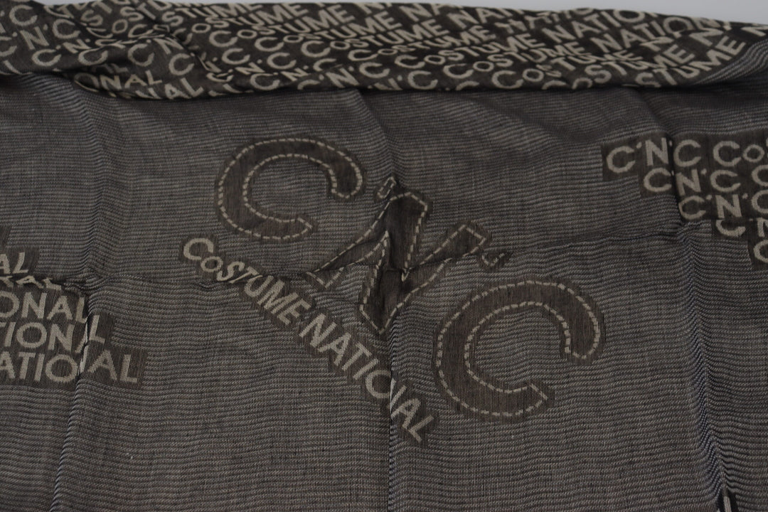 Costume National Grauer Logo-Strickhalstuchschal