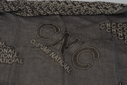 Costume National Grauer Logo-Strickhalstuchschal