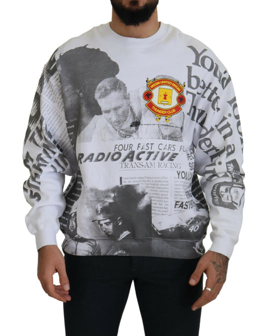MSGM Weißer Baumwoll-Crewneck-Pullover Pullover