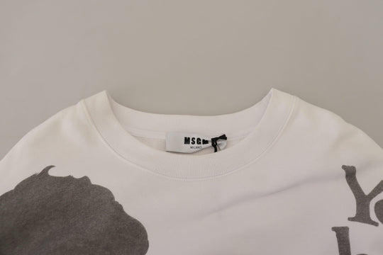 MSGM Weißer Baumwoll-Crewneck-Pullover Pullover