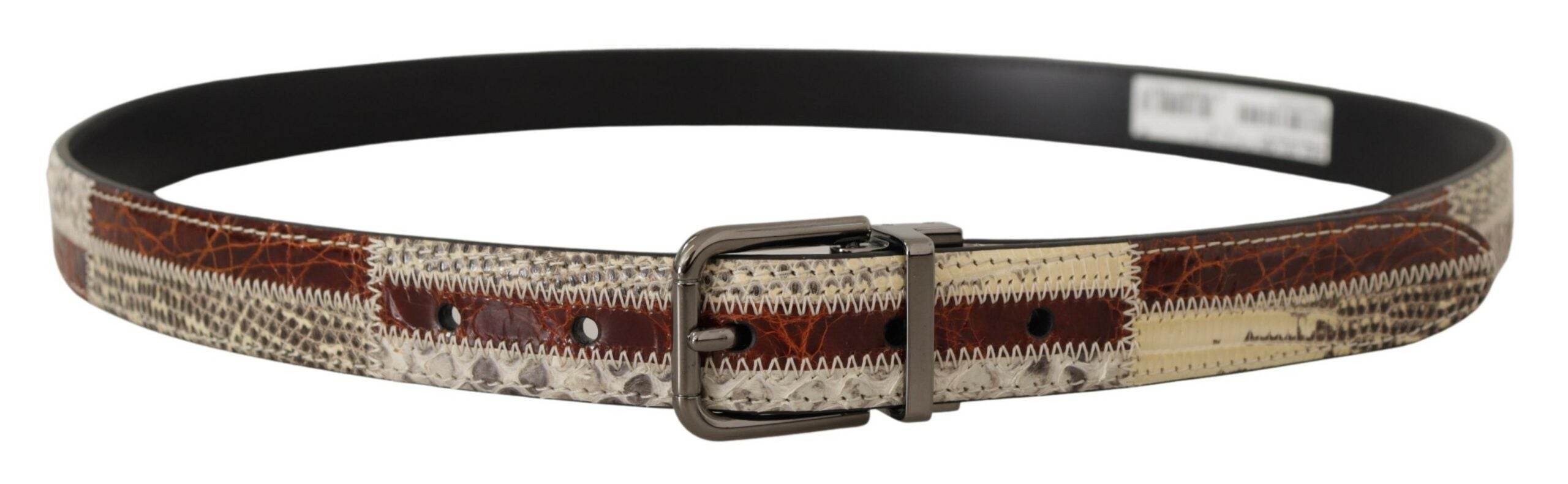 Dolce & Gabbana Multicolor Patchwork-Schlangenhautgürtel - Léoré