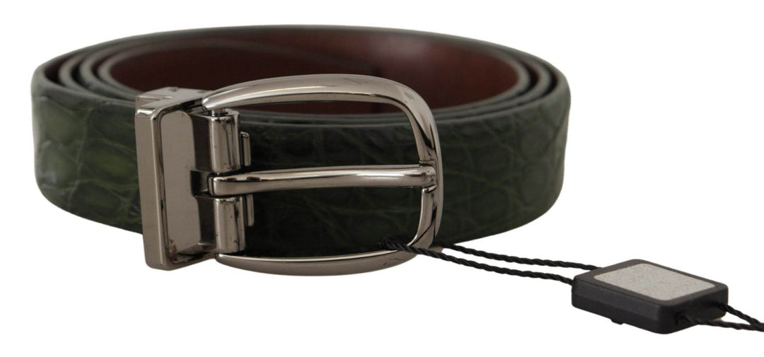 Dolce & Gabbana Eleganter italienischer Ledergürtel mit Krokodil - Léoré