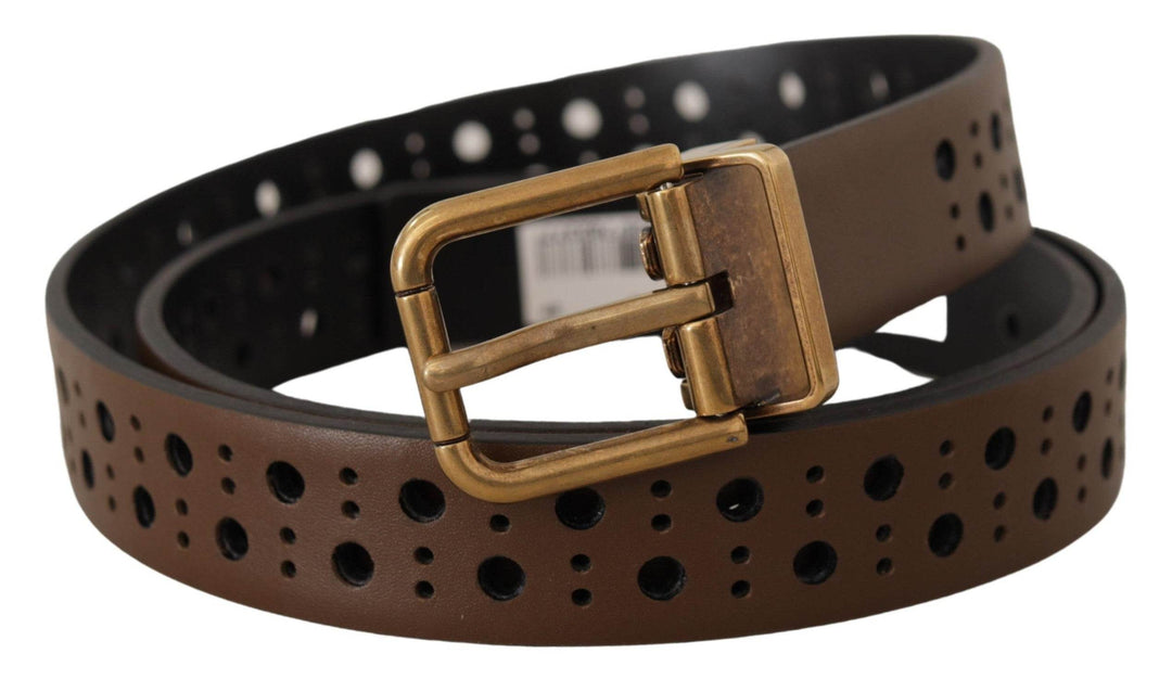 Dolce & Gabbana Eleganter brauner Ledergürtel mit goldener Schnalle - Léoré