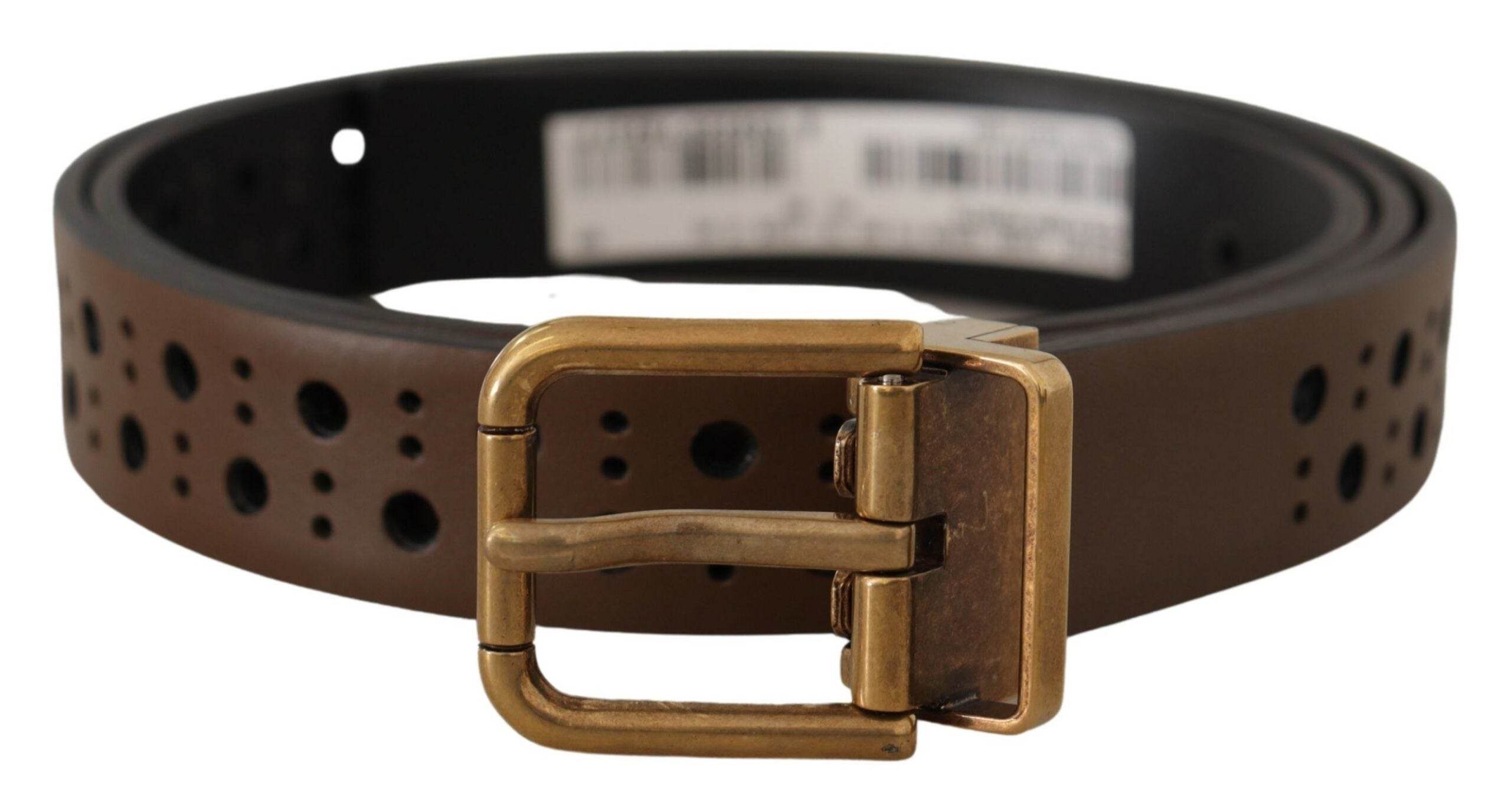 Dolce & Gabbana Eleganter brauner Ledergürtel mit goldener Schnalle - Léoré