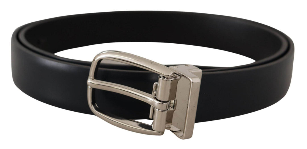 Dolce & Gabbana Eleganter schwarzer Ledergürtel mit silberner Schnalle - Léoré
