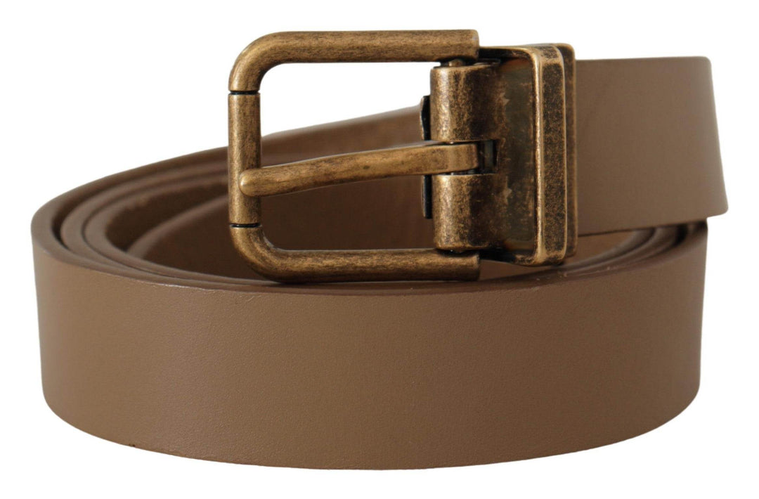 Dolce & Gabbana Eleganter brauner Ledergürtel mit messingfarbener Schnalle - Léoré