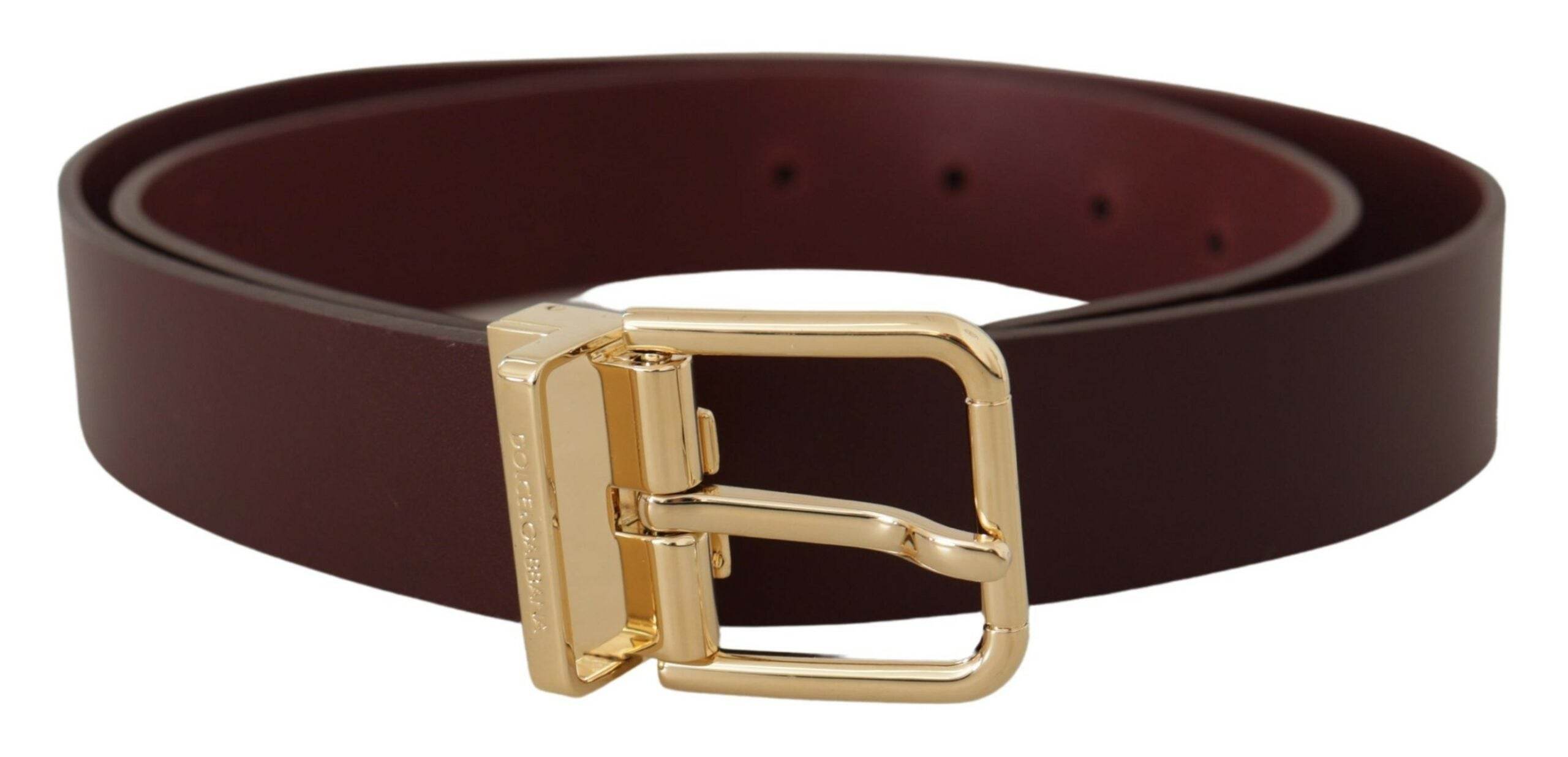 Dolce & Gabbana Eleganter kastanienbrauner Ledergürtel mit goldener Schnalle - Léoré