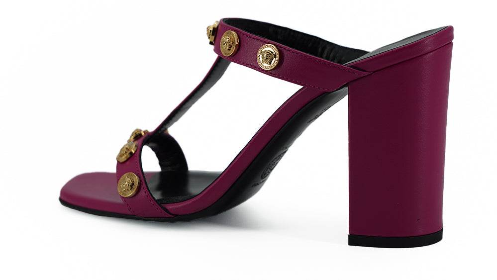 Versace Elegante hohe Sandalen aus lila Kalbsleder - Léoré