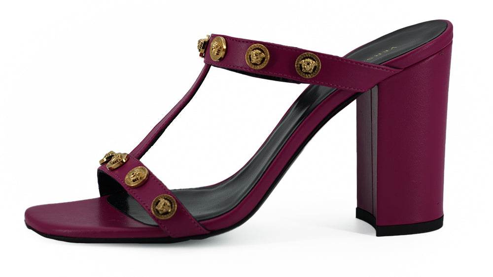 Versace Elegante hohe Sandalen aus lila Kalbsleder - Léoré