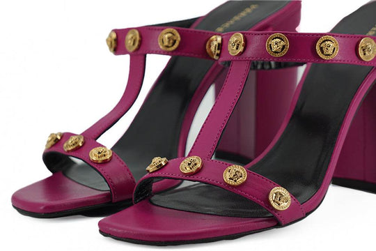 Versace Elegante hohe Sandalen aus lila Kalbsleder - Léoré