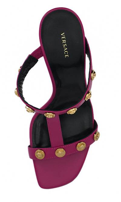 Versace Elegante hohe Sandalen aus lila Kalbsleder - Léoré
