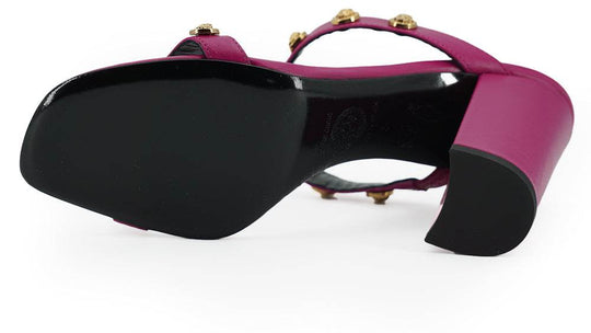 Versace Elegante hohe Sandalen aus lila Kalbsleder - Léoré