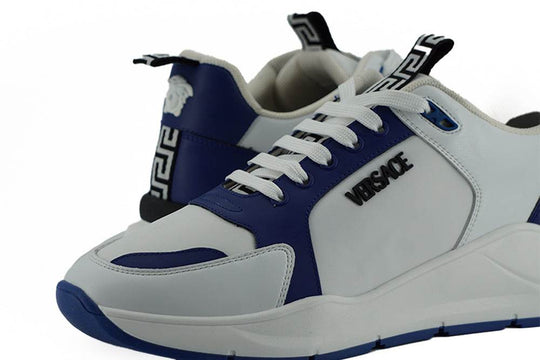 Versace Elegante Leder-Sneakers in Blau und Weiß - Léoré