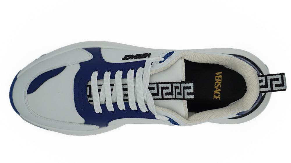 Versace Elegante Leder-Sneakers in Blau und Weiß - Léoré