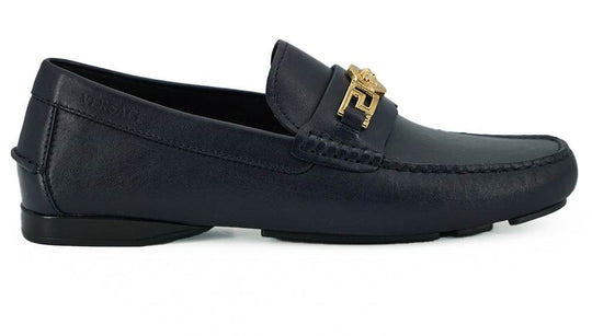 Versace Elegante marineblaue Loafers aus Kalbsleder - Léoré