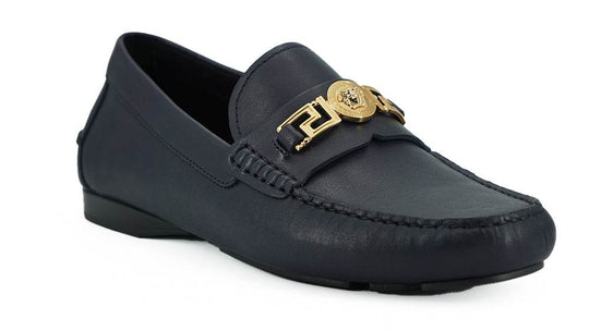 Versace Elegante marineblaue Loafers aus Kalbsleder - Léoré