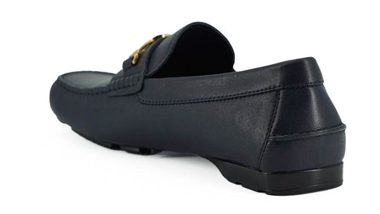 Versace Elegante marineblaue Loafers aus Kalbsleder - Léoré