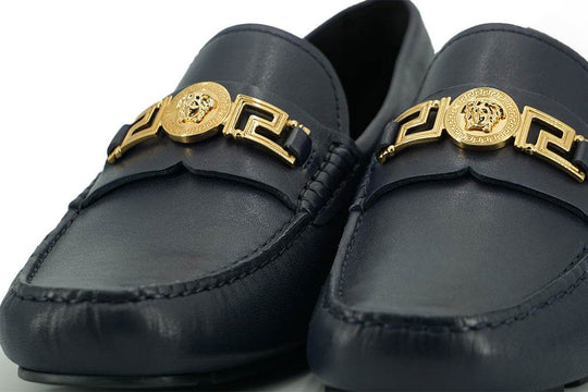 Versace Elegante marineblaue Loafers aus Kalbsleder - Léoré