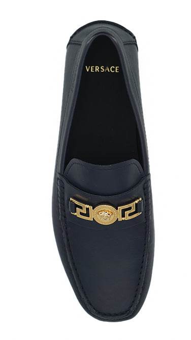 Versace Elegante marineblaue Loafers aus Kalbsleder - Léoré