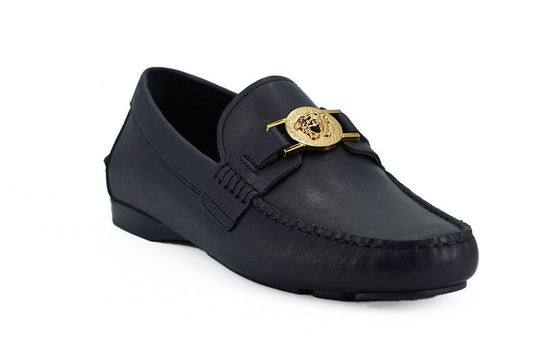 Versace Elegante marineblaue Loafers aus Kalbsleder - Léoré