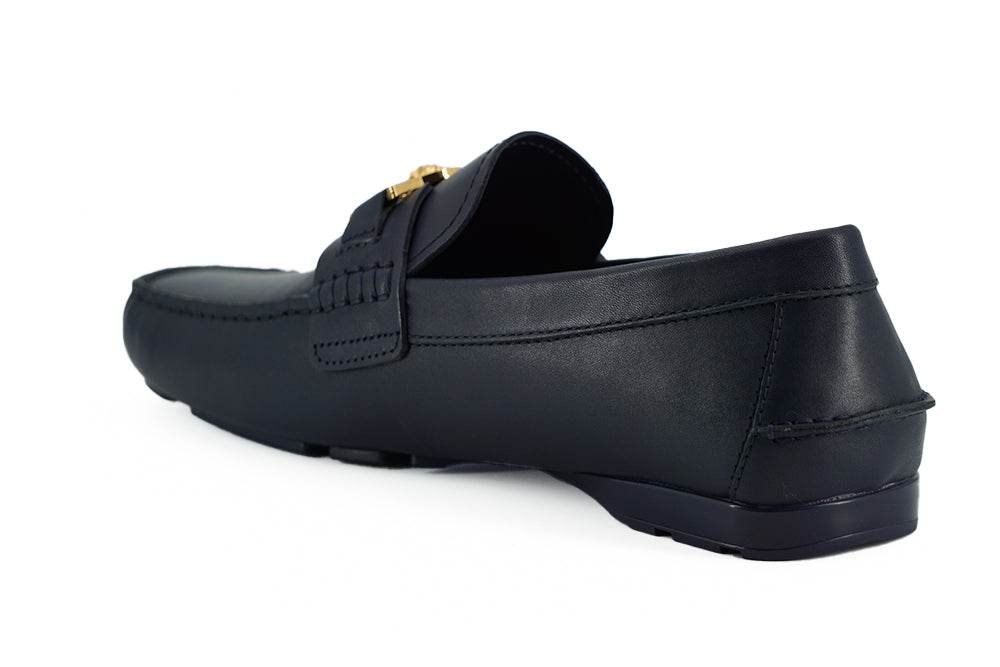 Versace Elegante marineblaue Loafers aus Kalbsleder - Léoré