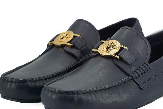 Versace Elegante marineblaue Loafers aus Kalbsleder - Léoré