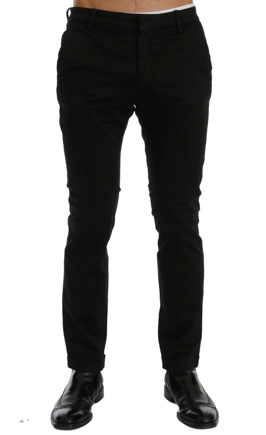Costume National Schwarze Slim Fit Baumwoll-Stretch-Hose