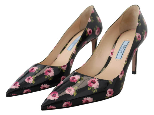 Prada Elegante Lederpumps mit Blumendruck - Léoré