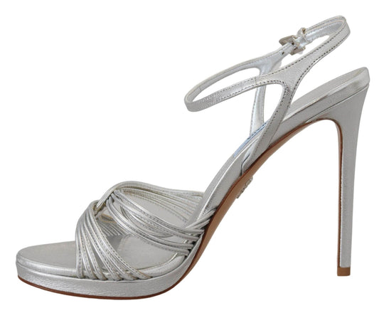 Prada Elegante Silber Stiletto Heels Sandalen - Léoré