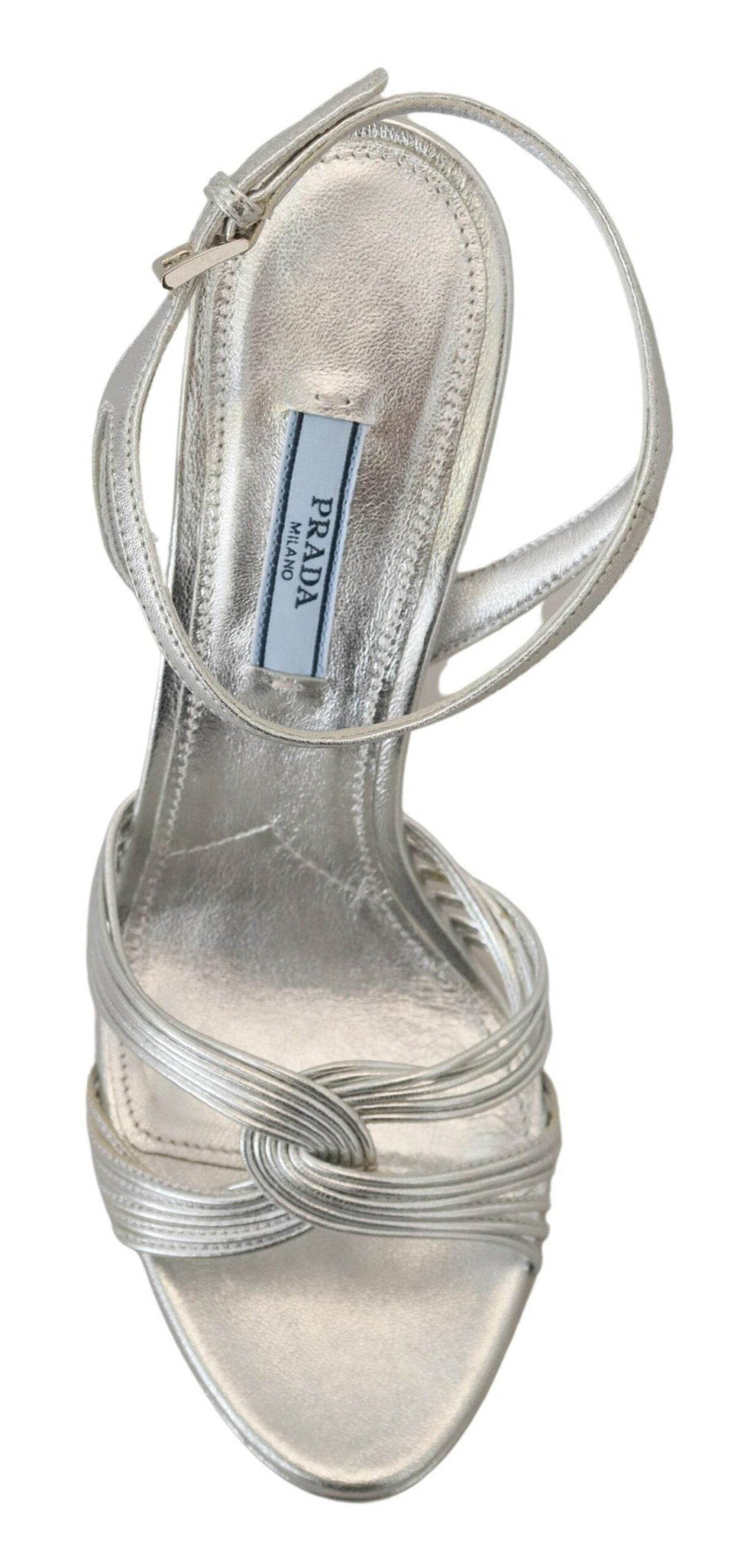 Prada Elegante Silber Stiletto Heels Sandalen - Léoré