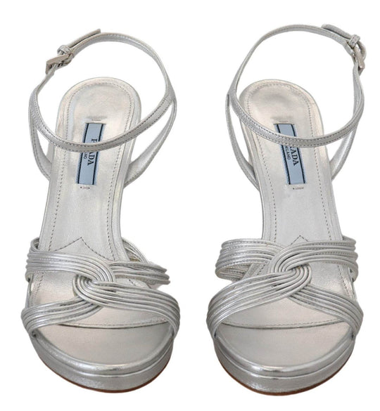 Prada Elegante Silber Stiletto Heels Sandalen - Léoré
